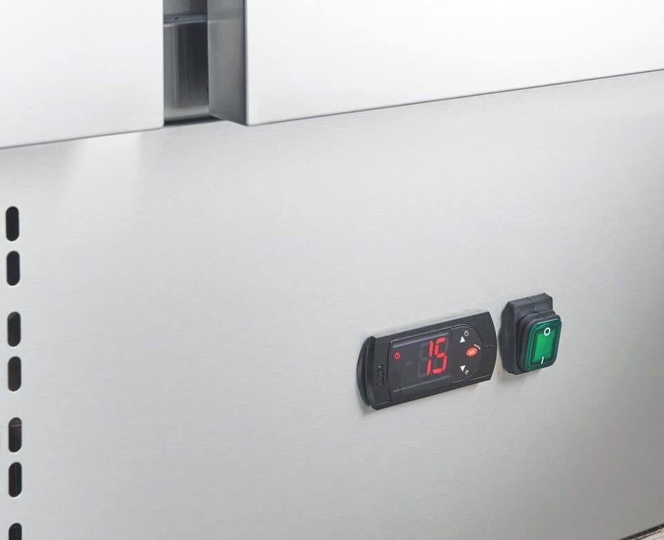 GastroHero Dönergrill Pizzatisch ECO 1365 mit Granitplatte Kühltisch 3 Türen 402L, 450 W - Thumbnail 5