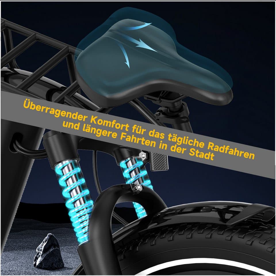 RCB E-Bike Pedelec G6 für Stadt und Gelände,27,5 Zoll Damen Elektrofahrrad,13Ah,60-100 km, 7 Gang, Heckmotor, 468 Wh, APP&NFC,ebike Damen,Gepäckträger hinten,max. Geschwindigkeit: 25 km/h - Thumbnail 5