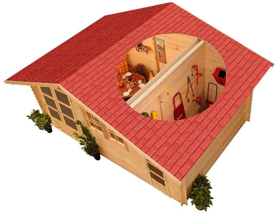 Karibu Gartenhaus Lagor 2, BxT: 507x327 cm, 38mm, 2 Raumhaus aus hochwertiger nordischer Fichte - Thumbnail 2