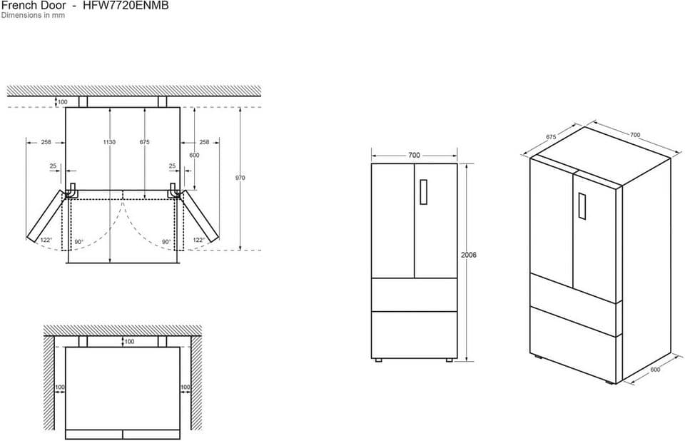Haier French Door French Door 70 HFW7720ENMB, 200,6 cm hoch, 70 cm breit, 201 cm hoch, 70 cm breit, Easy Access-Gefrierschubladen - Thumbnail 18