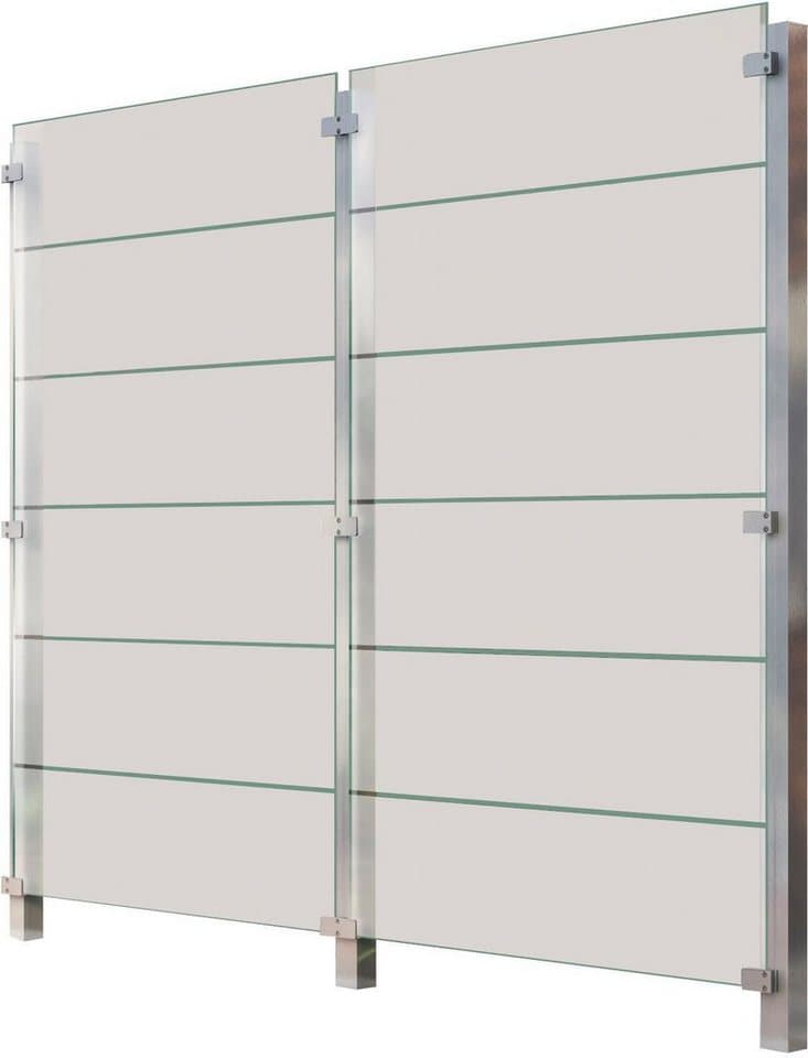 STAKET PRO Zaun, (Set), Glaszaun, Gesamtlänge: 2,17 m, 3 Pfosten
