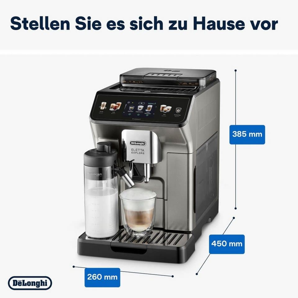 De'Longhi Kaffeevollautomat Eletta Explore Cold Brew ECAM450.86.T - 100 Rezepte (App), heiß & kalt, Cold Brew in unter 5 Minuten inkl. 3,5" Touch-Display & To-Go Funktion - Thumbnail 10