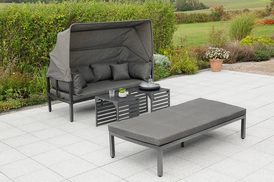 MERXX Gartenlounge-Set Argos Insel, 3er Set, aus Aluminium, mit 2 Beistelltischen, inkl. Zierkissen - Thumbnail 2