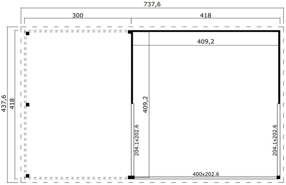 LASITA MAJA Gartenhaus-Anbaudach DOMEO 5 DACHVERLÄNGERUNG, BxT: 437,6x300 cm, für Domeo 5 - Thumbnail 2