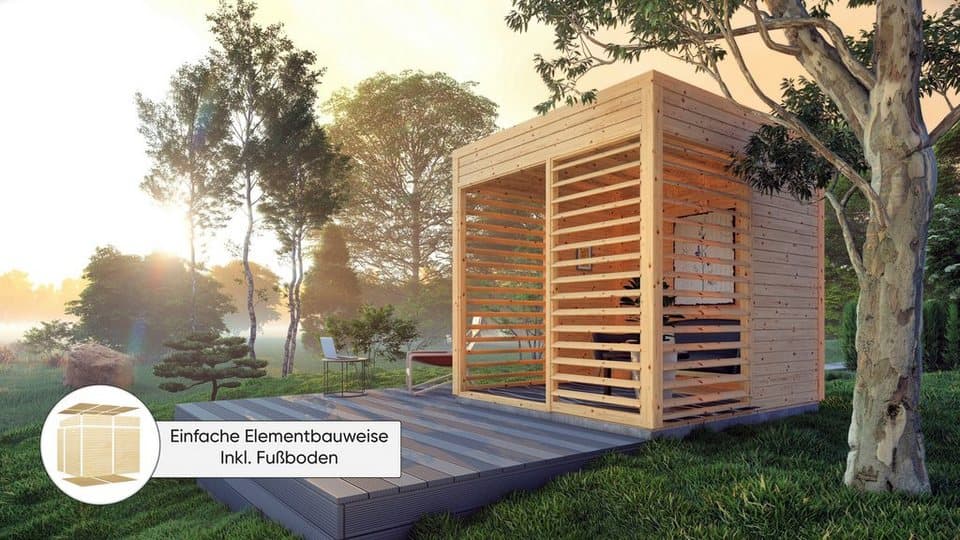 BERTILO Pavillon Modern Art 1, aus nordischer Fichte, kompletter Bausatz inkl. Dach und Boden - Thumbnail 3