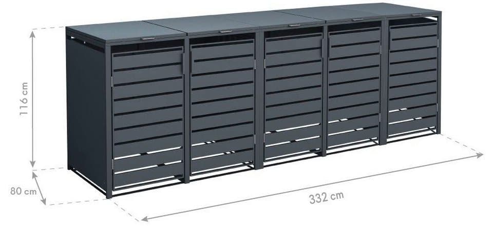 WESTMANN Mülltonnenbox Kubus, Platz für 5x240 L Mülltonnen - Thumbnail 9