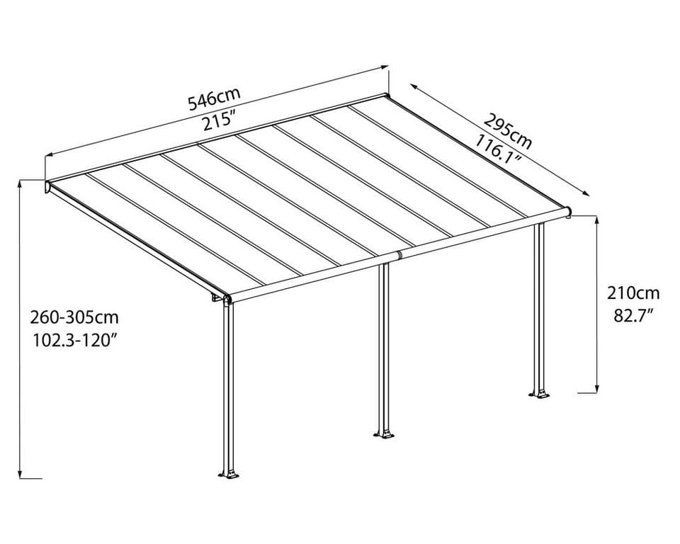 Palram - Canopia Terrassendach Olympia 3x5.4, BxT: 546x295 cm, Bedachung Doppelstegplatten, BxT: 546x295 cm - Thumbnail 7
