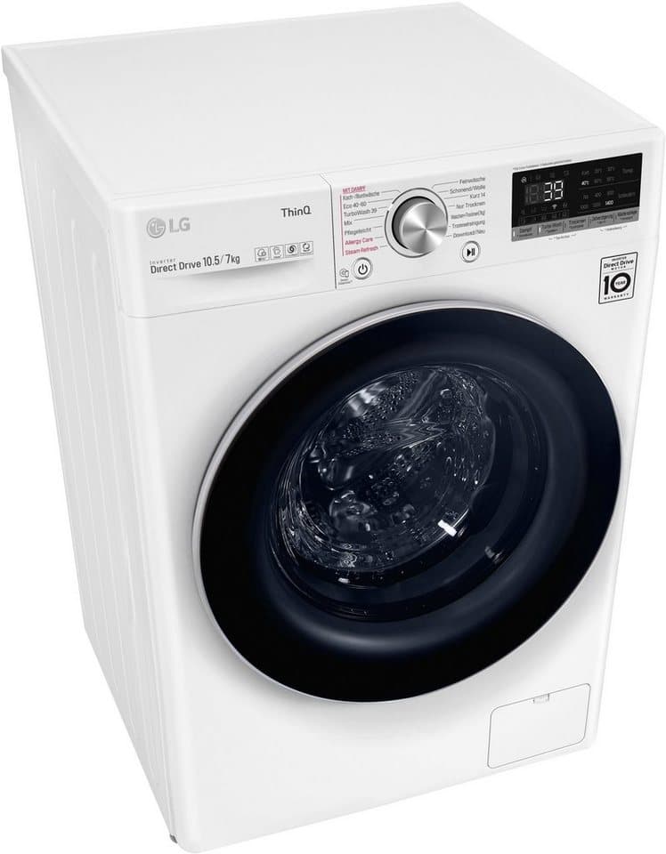 LG Waschtrockner V7WD107H2E, 10,5 kg, 7 kg, 1400 U/min, TurboWash® - Waschen in nur 39 Minuten - Thumbnail 3