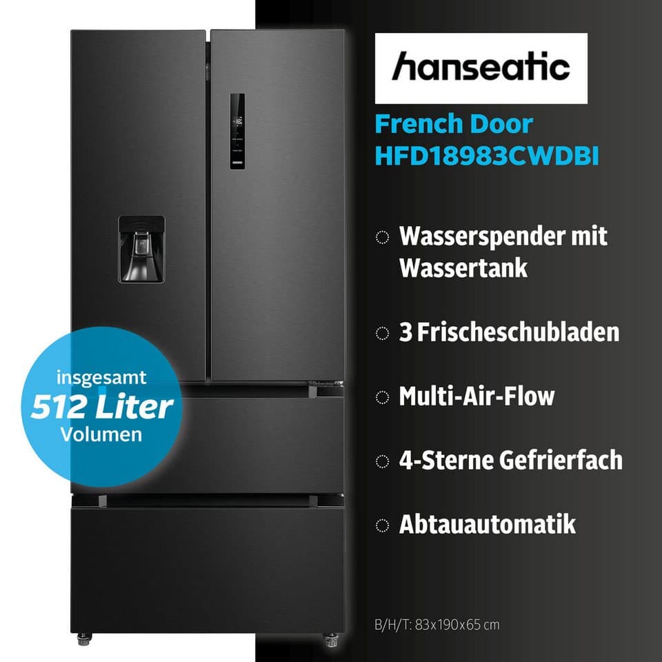 Hanseatic French Door HFD18983CWDBI, 190 cm hoch, 83 cm breit - Thumbnail 4