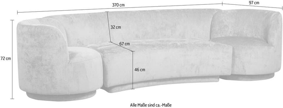 WOOOD Loungesofa Combi Popular Chenille-Bezug organische Form H 72 x B 290 x T 97 cm, Mit 2 sessel, Tragkraft 400 kg, Maximale Verschleißfestigkeit - Thumbnail 7