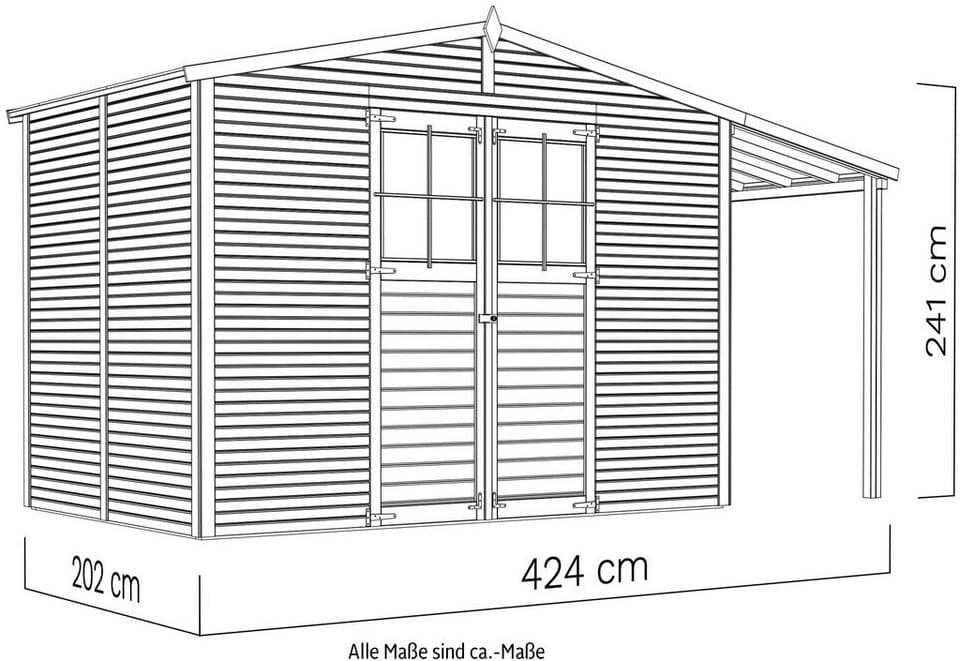 KONIFERA Gartenhaus Alto 4 PLUS Fineline Satteldach, BxT: 440x209 cm, mit Anbaudach - Thumbnail 12
