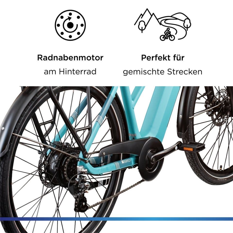 Zündapp E-Bike Trekkingrad Z810, 8 Gang Shimano Altus RD-M310 Schaltwerk, Kettenschaltung, Heckmotor, 550 Wh, Pedelec, Elektrofahrrad für Damen und Herren - Thumbnail 5