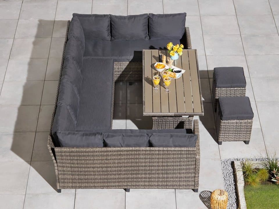 KONIFERA Gartenlounge-Set Rotterdam, (Set, 20-tlg., 3x 3er Sofa, 2x Hocker, 1x Tisch 120x82x67cm, inkl. Auflagen), Polyrattan, Stahl, Tischplatte aus Nonwood - Thumbnail 20