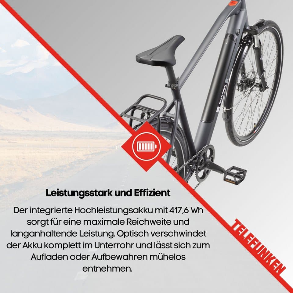 Telefunken E-Bike Trekkingrad E-Trekking Expedition XT490 Herren, 8 Gang Shimano Altus Schaltwerk, Kettenschaltung, Heckmotor, 417,6 Wh, Pedelec, Elektrofahrrad, Herren, innerhalb StVZO, 28 Zoll - Thumbnail 6