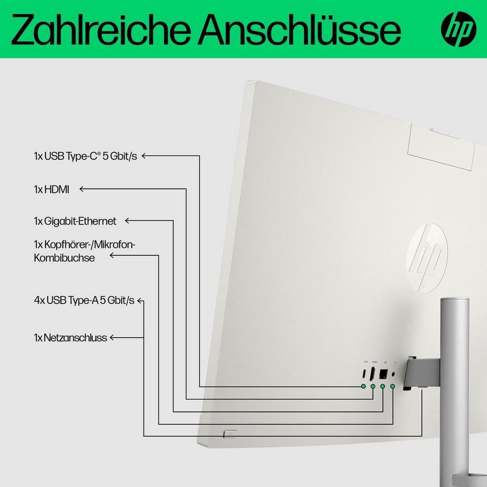 HP 24-cr1201ng All-in-One PC (23,8 Zoll, Intel Core Ultra 5 125U, Intel Internal Graphics, 16 GB RAM, 512 GB SSD) - Thumbnail 7
