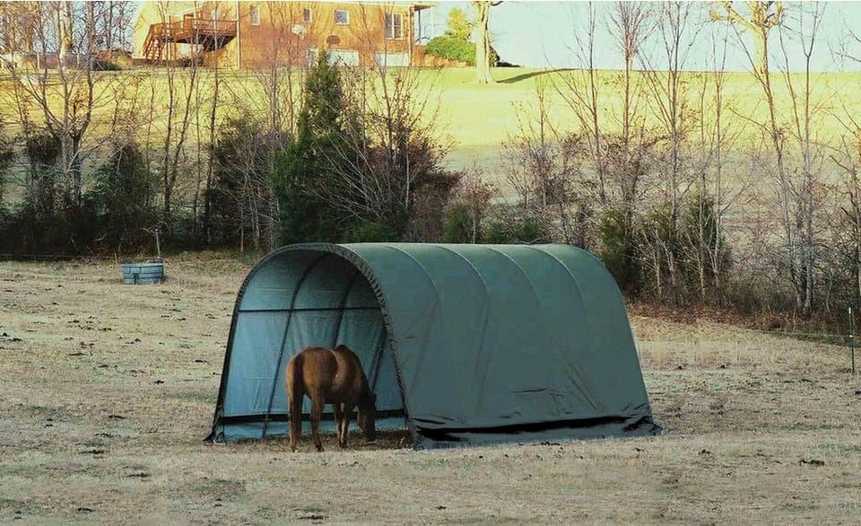 ShelterLogic Foliengerätehaus Weidezelt, Zeltgarage, Run-In-Shed, Grün, 610x400x300 cm - Thumbnail 2