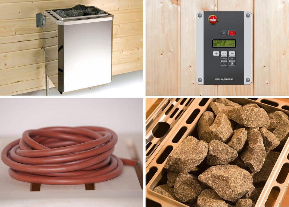 weka Sauna Element-Ecksauna VARBERG 4, BxTxH: 244 x 194 x 199 cm, 68 mm, vorgefertigte Elemente, moderne Ganzglastür - Thumbnail 3