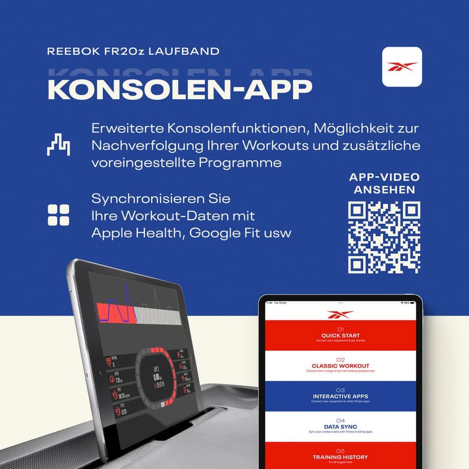 Reebok Laufband FR20z Floatride, bis max. 18 km/h, mit Steigung, 120 kg max. Benutzergewicht - Thumbnail 17
