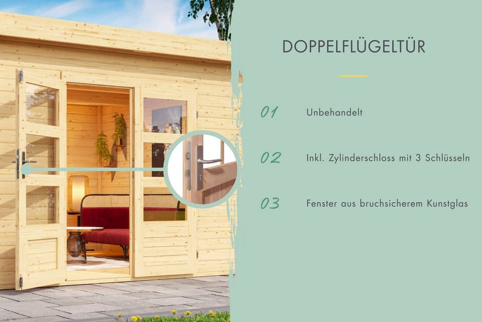Karibu Gartenhaus Lagor 2, BxT: 507x327 cm, 38mm, 2 Raumhaus aus hochwertiger nordischer Fichte - Thumbnail 6
