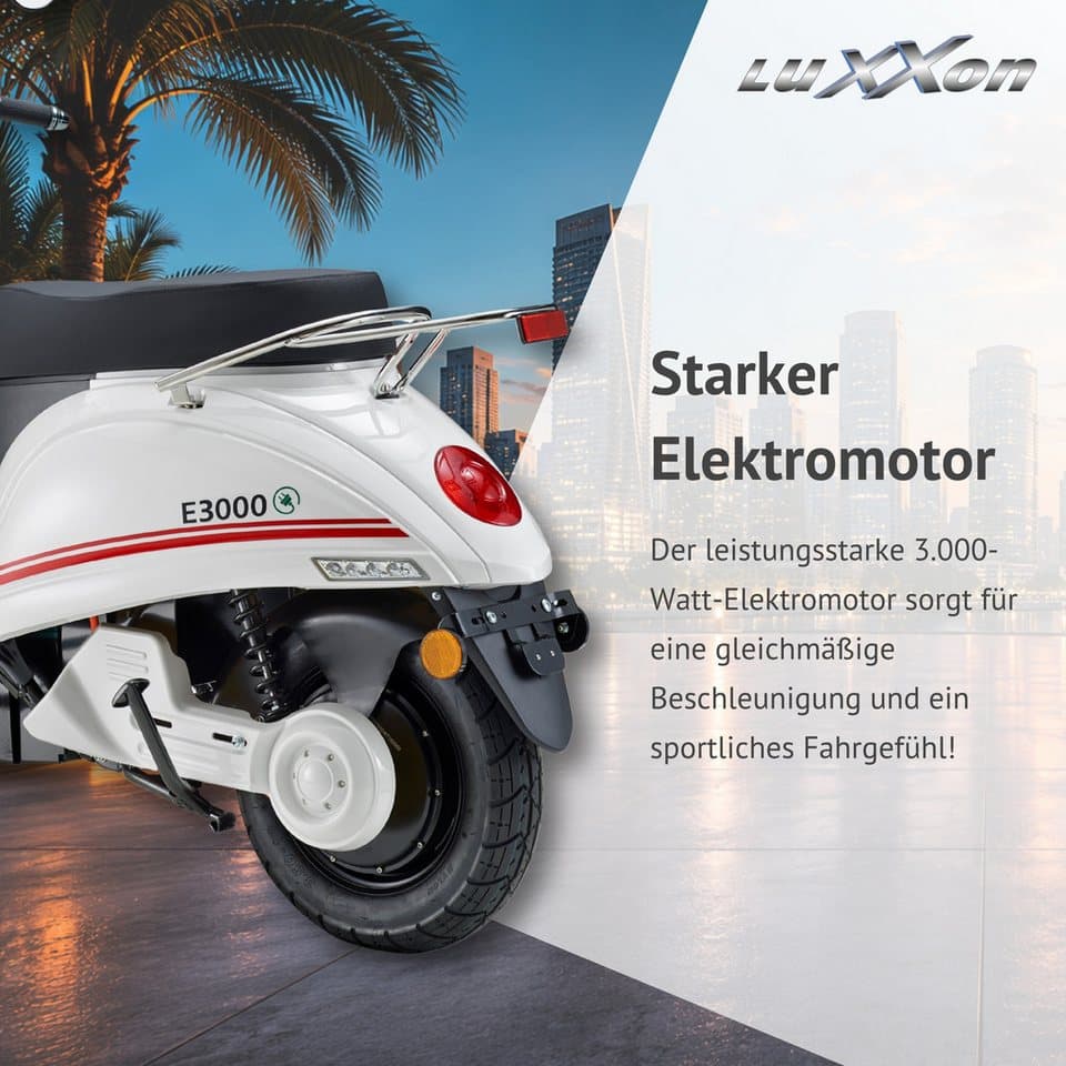 Luxxon E-Mofaroller E 3000, 3000 W, 25 km/h, bis zu 65 km Reichweite, mit Straßenzulassung, 2 Sitzplätze - Thumbnail 11