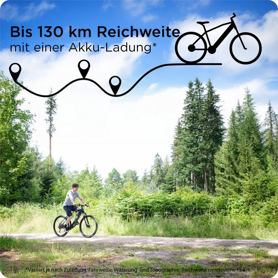 Zündapp E-Bike Mountainbike Z808, 10 Gang Shimano Deore RD-T6000 Schaltwerk, Kettenschaltung, Heckmotor, 550 Wh, Pedelec, Elektrofahrrad für Damen und Herren, MTB - Thumbnail 2