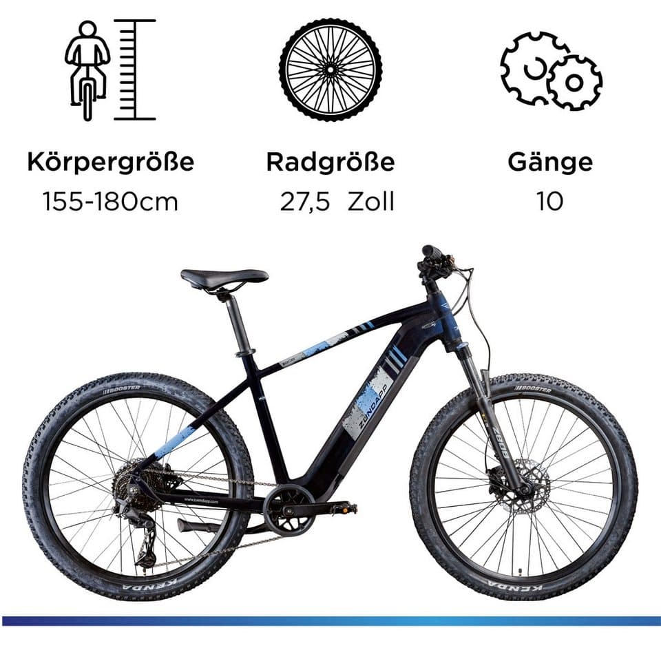 Zündapp E-Bike Mountainbike Z808, 10 Gang Shimano Deore RD-T6000 Schaltwerk, Kettenschaltung, Heckmotor, Pedelec, Elektrofahrrad für Damen und Herren, MTB - Thumbnail 3