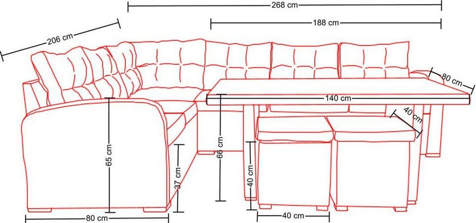 Destiny Gartenlounge-Set SANTA PONSA II Eckgruppe grau meliert, Tisch 140x80cm, Polster grau, (Set, 20-tlg., 2 Schenkel, 2 Hocker, inkl. Polster, 1 Tisch), Aluminium, Polyrattan - Thumbnail 5