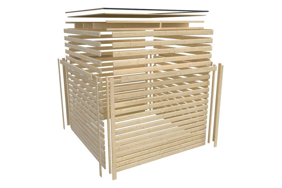 Karibu Saunahaus "Adrian 1" anthrazit-graualuminium, BxTxH: 191 x 276 x 231,5 cm, 38 mm, Wände aus nordischer Fichte, Stahlecken und Stahl-Dachabschluss - Thumbnail 9