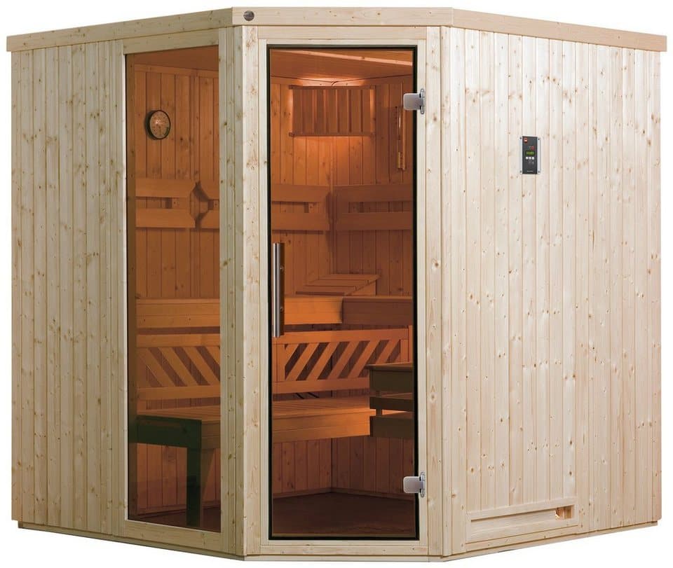 weka Sauna Varberg 3, BxTxH: 194 x 194 x 199 cm, 57 mm, 7,5 kW Bio-Ofen mit ext. Steuerung - Thumbnail 2