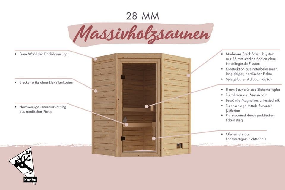welltime Sauna Backas, BxTxH: 148 x 145 x 190,5 cm, 28 mm, verschiedene Varianten - Thumbnail 3