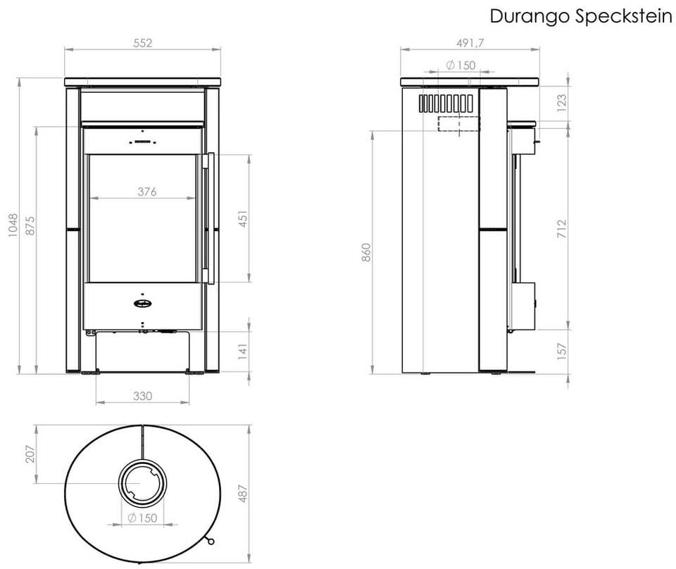 Fireplace Kaminofen »Durango Speckstein«, 6,6 kW, Zeitbrand, Tee- und Holzfach - Thumbnail 3