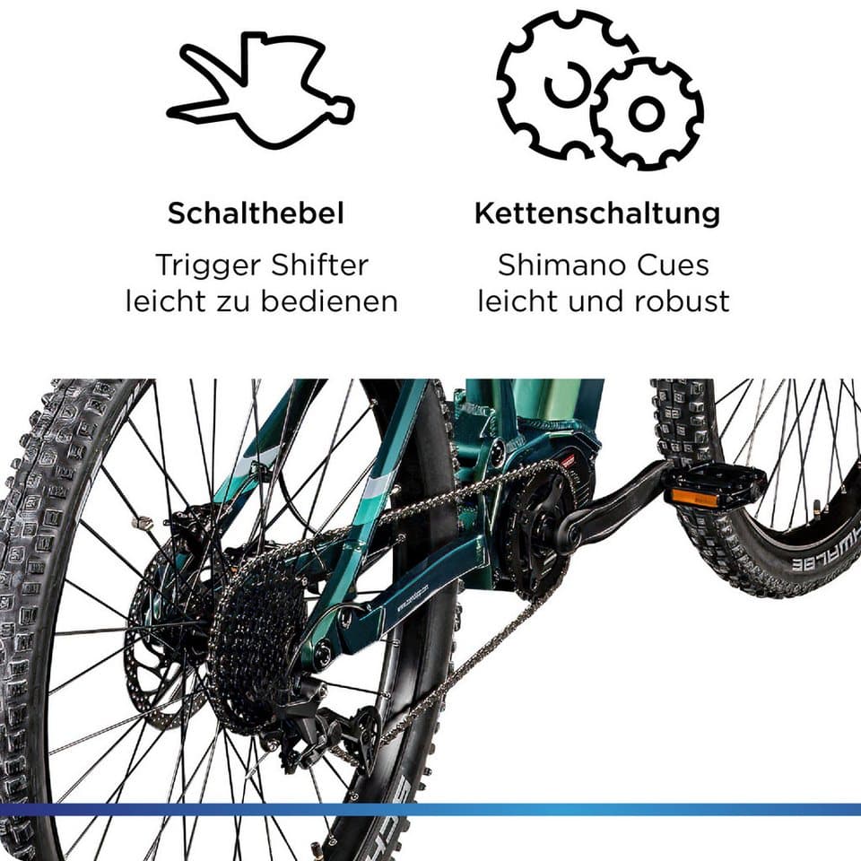 Zündapp E-Bike Mountainbike X1000, 10 Gang Shimano Cues U62020 SGS Schaltwerk, Kettenschaltung, Mittelmotor, 733 Wh, E Bike Mountainbike Fully 29 Zoll 10 Gänge Pedelec Damen Herren 730 Wh - Thumbnail 7
