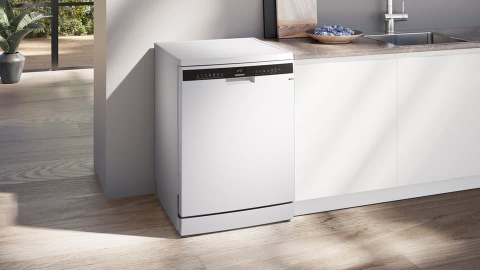 SIEMENS Standgeschirrspüler iQ300 SN23EW28AE, 13 Maßgedecke, Made in Germany, flexible Körbe & Schubladen, Spülturbo varioSpeed - Thumbnail 4