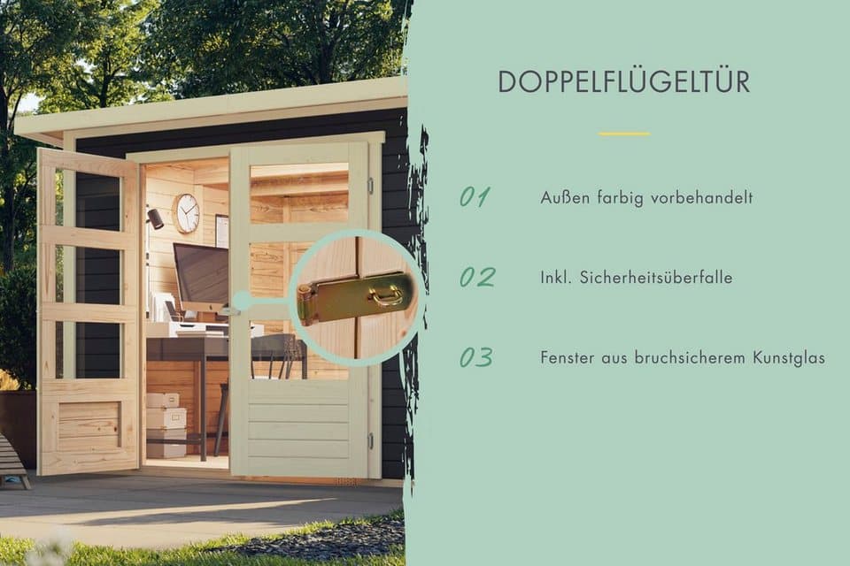 KONIFERA Gartenhaus "Sandstedt 5" terragrau, BxT: 330x282 cm, aus hochwertiger nordischer Fichte - Thumbnail 2