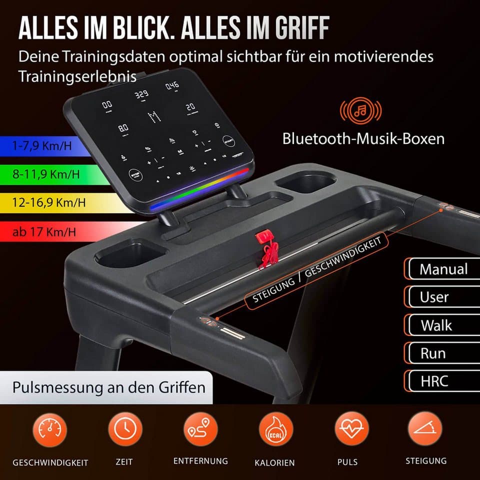 Christopeit Sport® Laufband Laufband TM 4500 S, bis max. 20 km/h, 130 kg max. Benutzergewicht - Thumbnail 8