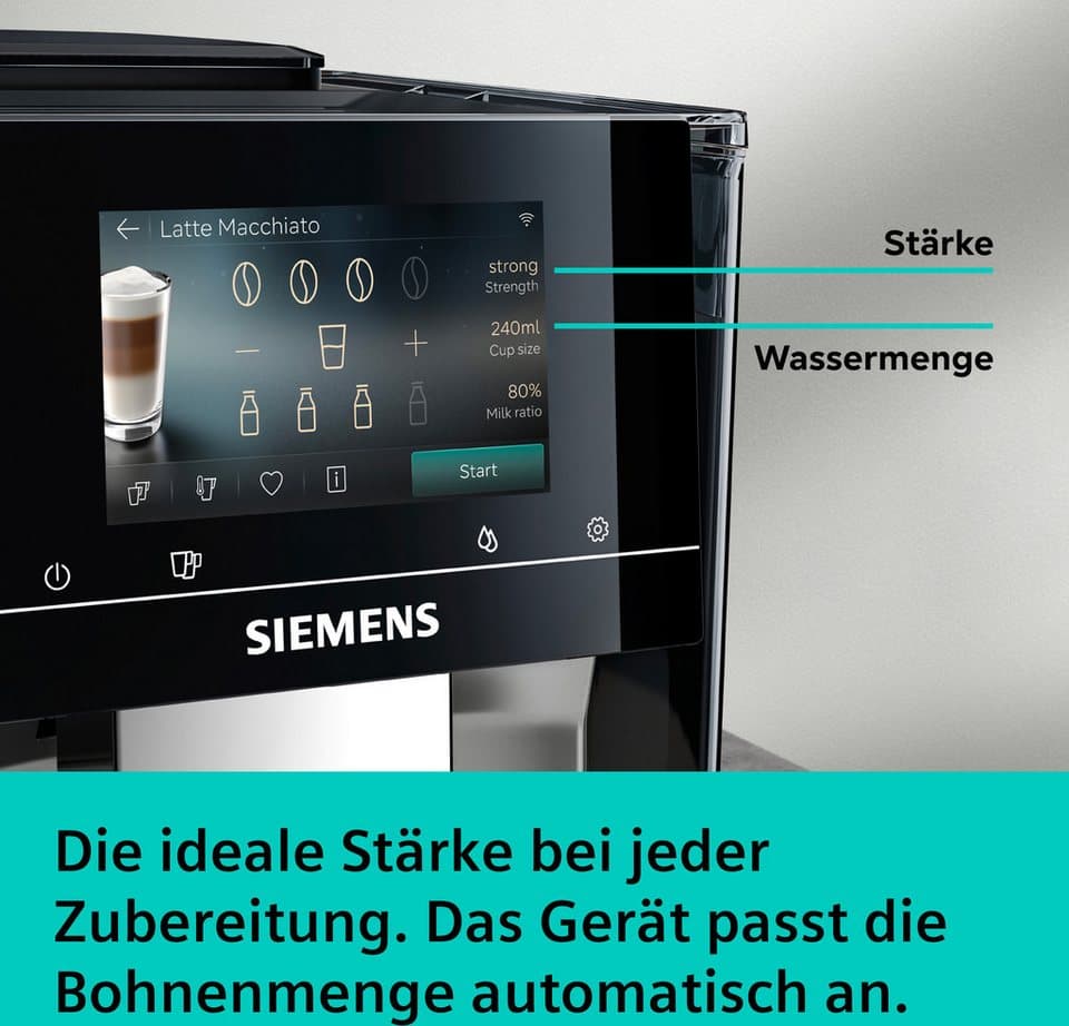SIEMENS Kaffeevollautomat EQ700 TP725ET7, inkl. Thermo-Kaffeebecher, XL-Getränke, 20 Favoriten, farbiges Full-Touch-Display, Doppeltassenfunktion, sehr leise, silber - Thumbnail 15