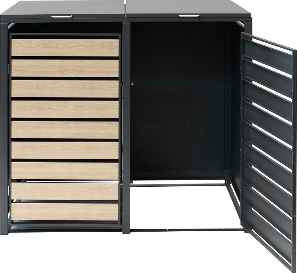 WESTMANN Mülltonnenbox für 2 Mülltonnen à 240 l, HxBxT: 116x132x80cm, mit Gasdruckfedern und Deckeldämpfern - Thumbnail 4