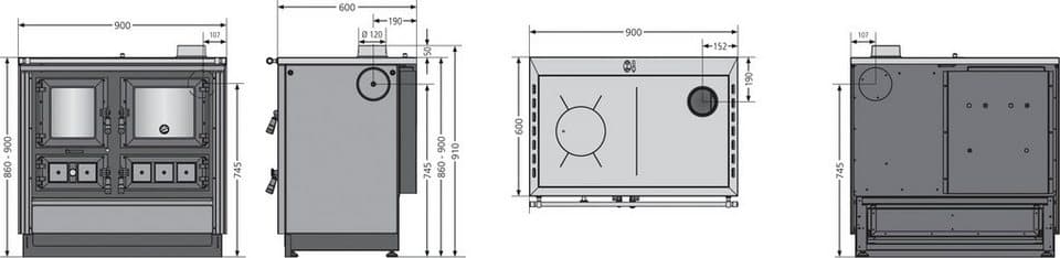 JUSTUS Festbrennstoffherd Rustico-90 2.0, 7,2 kW, Zeitbrand - Thumbnail 6