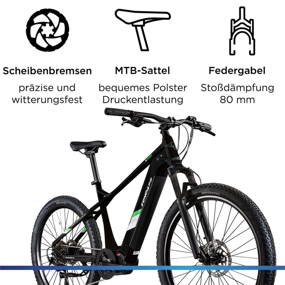 Zündapp E-Bike Mountainbike X900, 10 Gang Shimano Cues U6020 SGS Schaltwerk, Kettenschaltung, Mittelmotor, 733 Wh, Pedelec, Elektrofahrrad für Damen und Herren, MTB - Thumbnail 4