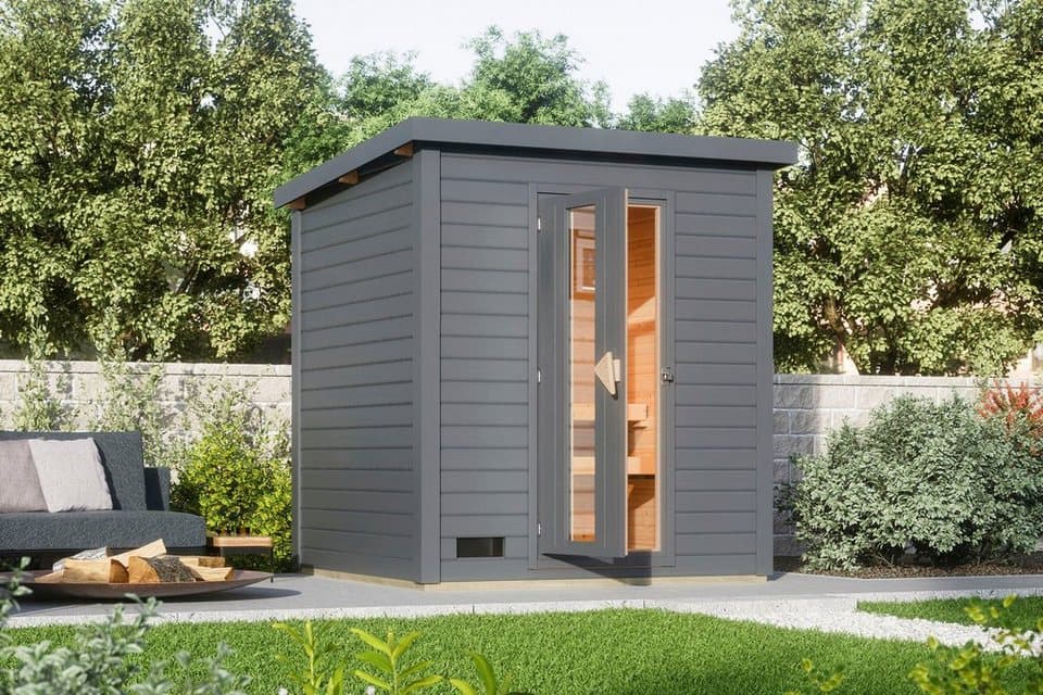 Karibu Saunahaus Talo 2, BxTxH: 1960 x 1960 x 2280 cm, 38 mm, (Set) Ofen 9 kW integr. Strg