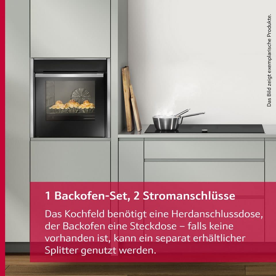 NEFF Backofen-Set BTX48PIB0, mit Teleskopauszug nachrüstbar, Pyrolyse-Selbstreinigung, Heißluft-Air Fry Funktion & extra schnelle Kochfeld-Powerstufe - Thumbnail 2