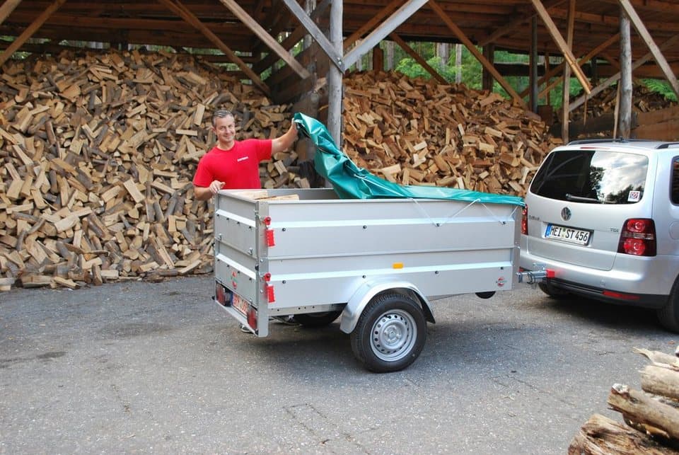 STEMA PKW-Anhänger BASIC 850, max. 650 kg, inkl. Bordwandaufsatz und Flachplane - Thumbnail 2