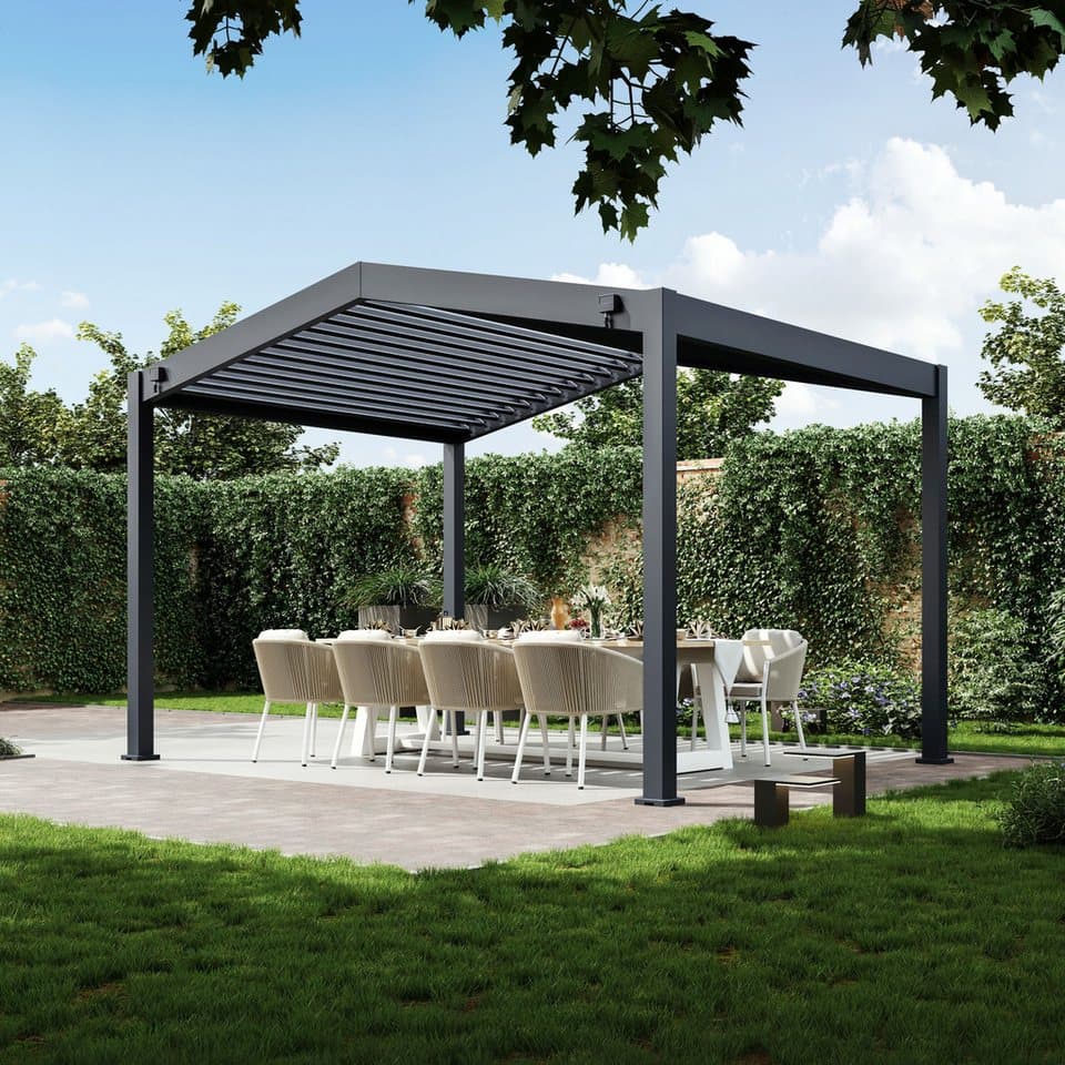 Paragon Pergola mit Lamellendach Icon 1013 Anthrazit, BxTxH: 399x308x282 cm, Mit verstellbaren Aluminiumlamellen - Thumbnail 2