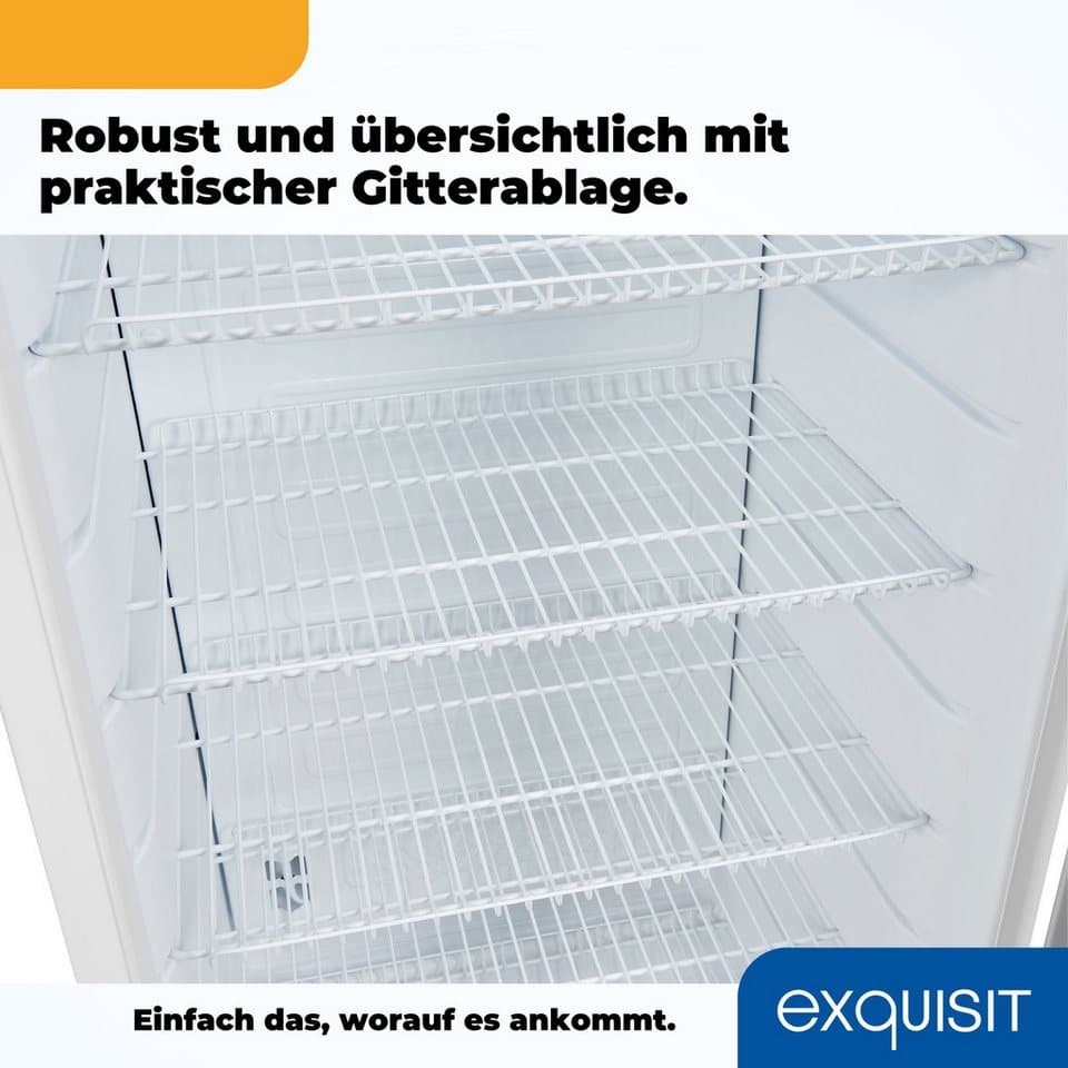 exquisit Getränkekühlschrank GKS350-1-GT-280D weiss, 173 cm hoch, 60 cm breit, 6 robuste Gitterablagen zur Lagerung von Flaschen oder Getränkekisten - Thumbnail 9