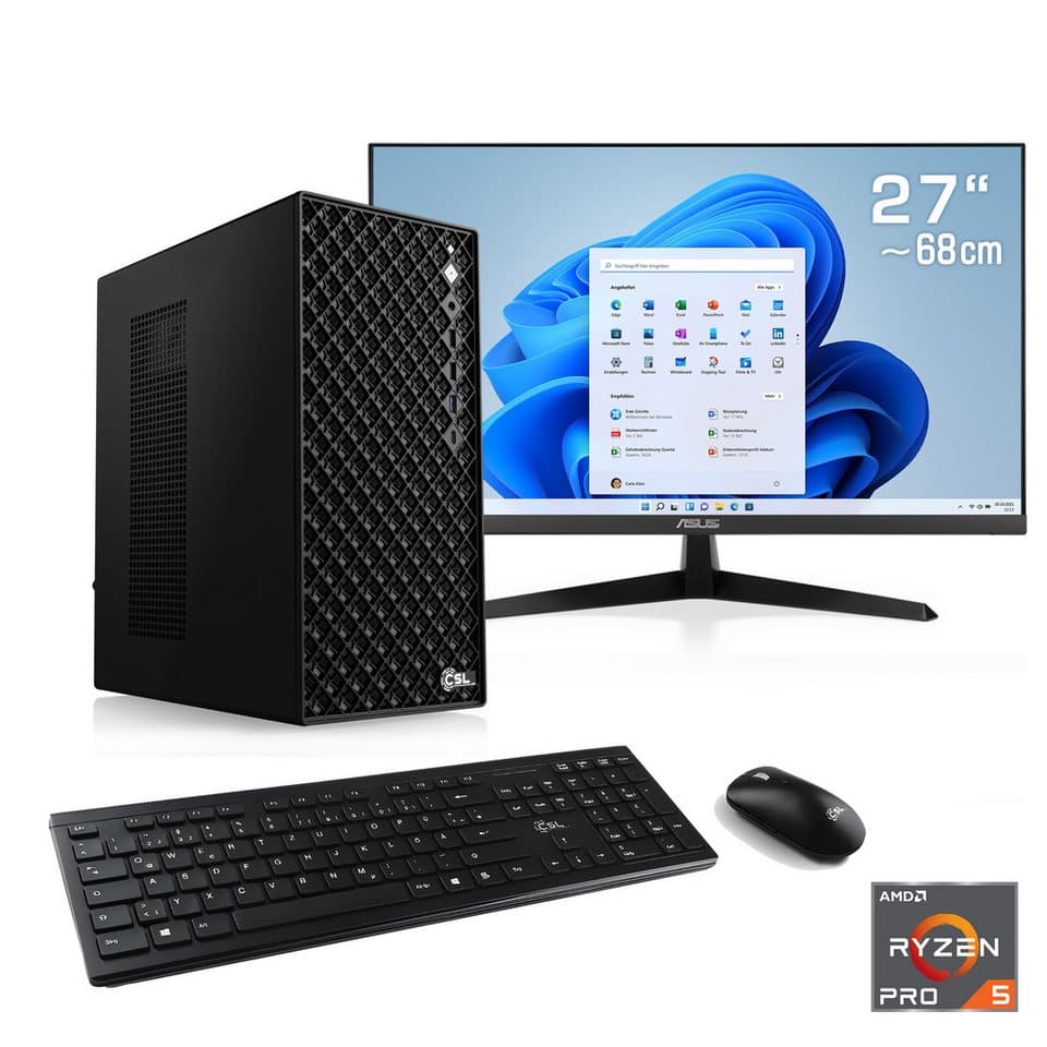 CSL Mystic V24571 PC-Komplettsystem (27", AMD Ryzen 5 Pro 5655G, AMD Ryzen 5 PRO, 16 GB RAM, 500 GB SSD) - Bild 1