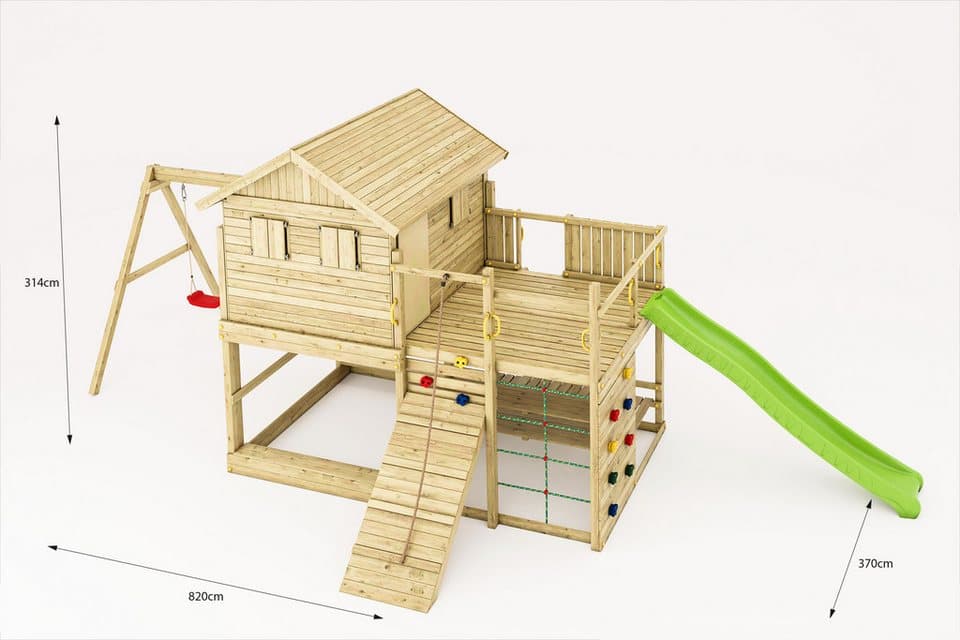 FUNGOO Spielturm ALOHA, mit Spielhaus und Terrasse, Doppelschaukel - Thumbnail 10