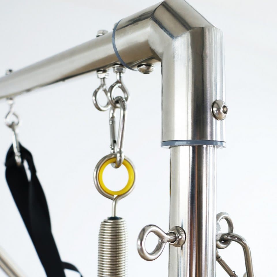 JASPORT Pilates-Reformer B80 mit Tower aus Buchenholz, 150 kg belastbar, (Pilates Reformer Set inkl. Tower und Zubehör), Massives Buchenholz, Mehrfaches Federsystem - Thumbnail 13