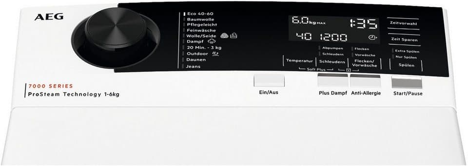 AEG Waschmaschine Toplader 7000 ProSteam® LTR7A70260, 6 kg, 1200 U/min, ProSteam®: Auffrischen mit Dampf statt Waschen und 96 % Wasser sparen - Thumbnail 2