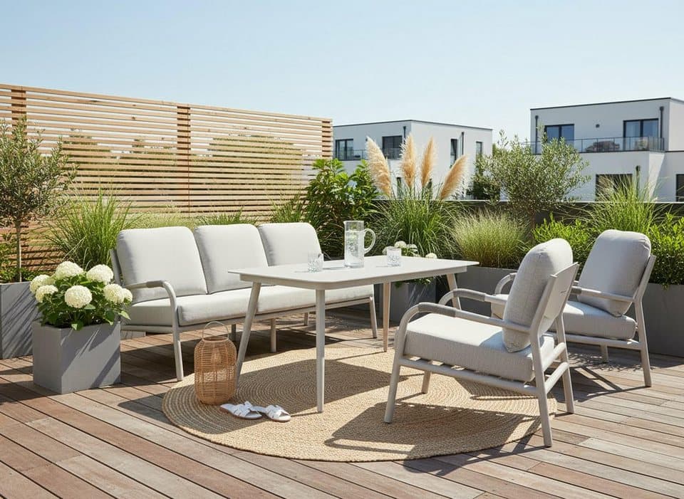 KONIFERA Gartenlounge-Set Fernando, (Set, 14-tlg., 1x 3er Bank, 2x Sessel, 4x Sitzauflagen, 5x Rückenauflagen, 1x Tisch), bestehend aus 2 Sesseln, 1 Sofa, 1 Tisch und Sitzauflagen - Bild 1