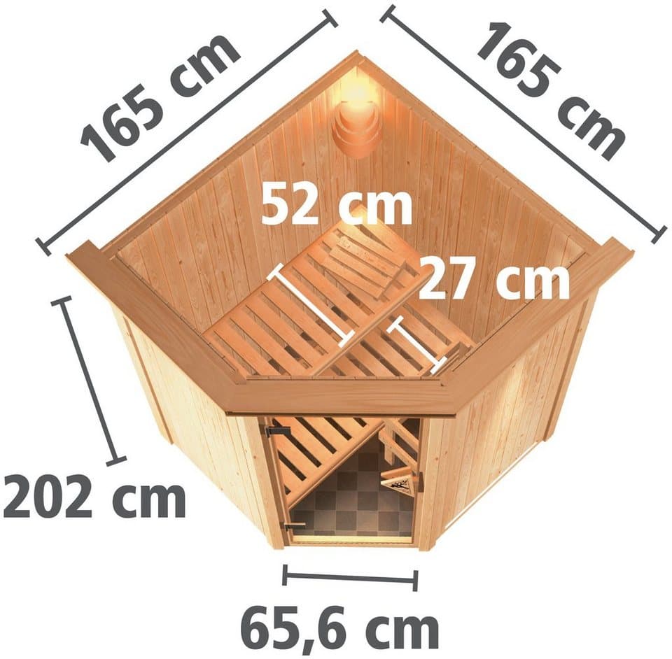 Karibu Sauna Larin, BxTxH: 165 x 165 x 202 cm, 68 mm, (Set) ohne Ofen - Thumbnail 7
